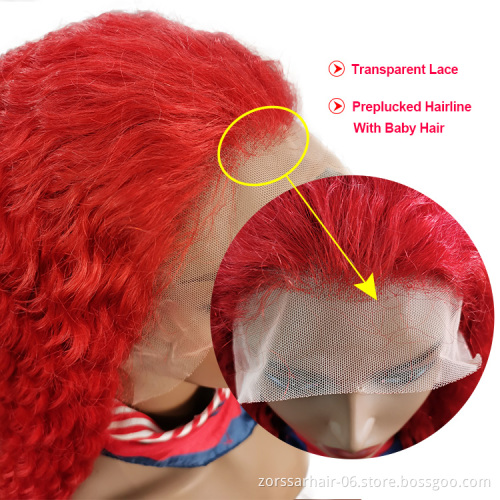Deep Wave Human Lace Wig Lace Front Wig Brazilian Hair HD Lace Frontal Wigs Transparent 100% Virgin Human Hair 613 Blonde Red